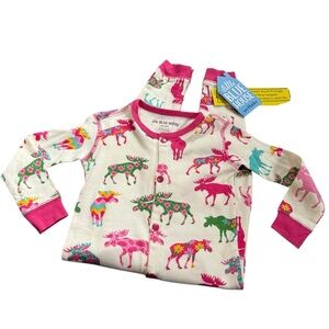 NWTS Hatley Pink and Cream Little Blue House one pc Pjs, union suit, 18-24 m